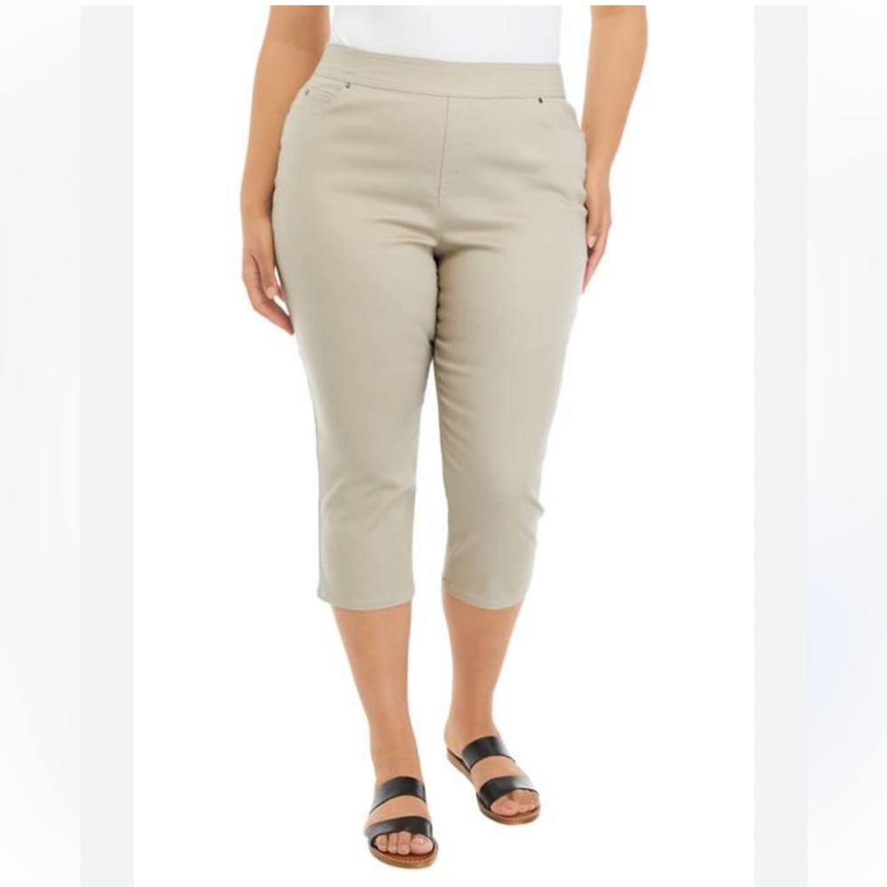 Kim Rogers size 22W women’s Super Stretch beige capri pants NEW